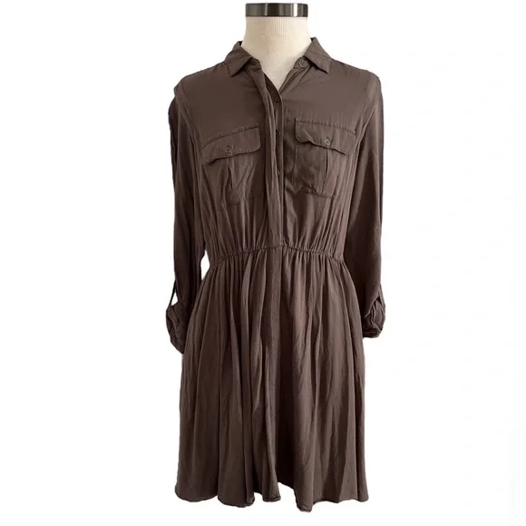 Anthropologie | Dresses | Anthropologie Maeve Dakota Shirt Dress Olive Green  Excellent Condition Small | Poshmark
